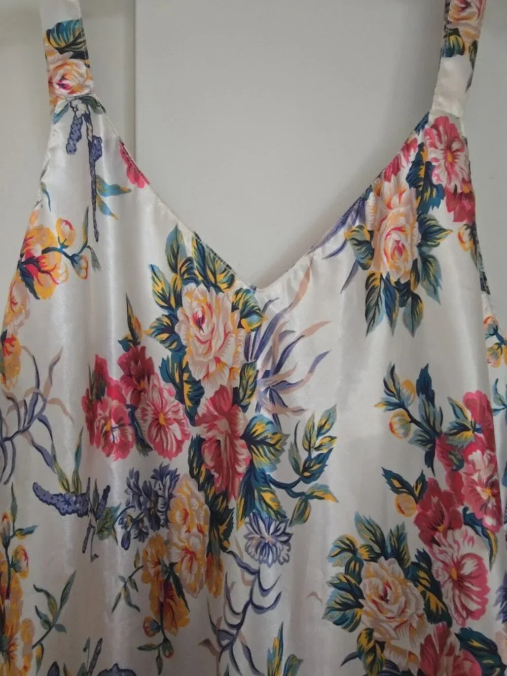 Kathryn Satin Floral Chemise Slip Nightgown Women's Size M